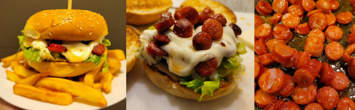 Sanguche de Chistorras, queso churrasquero y aderezo de pimentón rostizado