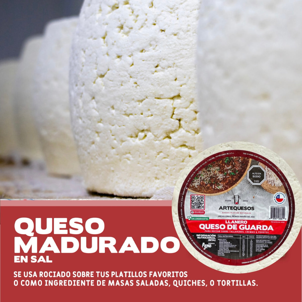 Queso Llanero/De Guarda - Pieza 7 kilos -Precio por kilo: 7.990 más iva